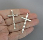12 Pc Crucifixes Cross Only Rosary Rosaries Italian Italy Parts Finish Silver