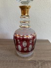 Vintage Antique Bohemian Cranberry To Clear Cut Glass Decanter With Stopper 20 