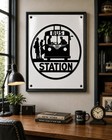 Bus Station Vintage Porcelain Sign Art Print 24x36 Public Service Transit   