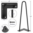 3 Pcs 12 Inch Heavy Duty Hairpin Furniture Legs Metal With Rubber Protectors