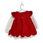 Vintage 2-piece Toddler Dress Set Red Jumper Over White Dress Lace Collar 4t