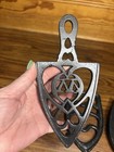 Lot Of 3 Vintage Cast Iron 3 Footed Cathedral Style Sad Flat Iron Stand Trivet