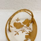 Antique Ldbc Flambeau Limoges France Porcelain Basket Gold Roses Signed Dix