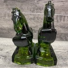 Le Smith Emerald Green Rearing Horse Glass Bookend Heavy Vintage Set Of 2