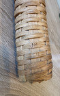 Woven Basket Vase With 2 Cattails Vtg 1987 Signed Handmade Splint 