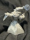 Vintage Pewter Wizard Figurine W  Staff   Crystal Ball  Marked Seb Mir69