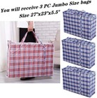 6 Pc Reusable Large Jumbo Plastic Shopping Laundry Moving Storage Bag Zipper