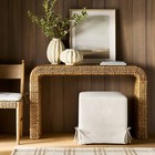 Lynwood Slipcover Cube Ottoman With Tie Details Cream - Threshold