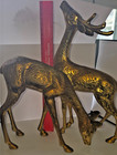 Vintage Mid-century Brass Large Deer Pair  