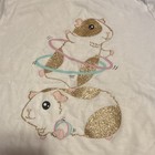 Cat   Jack Girls T-shirt M  7 8  White Crew Neck Glitter Guinea Pig Graphic