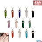 Natural Quartz Crystal Healing Point Chakra Cut Gemstone Pendant Reiki Necklace 