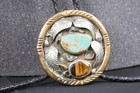 Vintage Bolo Tie Turquoise And Tiger Eye Southwestern Style Pre-owned Jewelry
