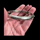 Vintage Etched Sterling Silver Bangle With Slide Clasp And Safety Chain 