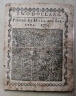 1779 American Revolution  2 Colonial Continental Currency Note Cc-88 