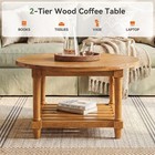 31 5   Solid Wood Round Coffee Table 2-tier Circle Accent Table For Living Room
