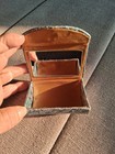Vintage Brocade Lipstick Holder Case With Mirror  Gold Tone Interior
