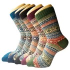 5 Pairs Women   s Winter Wool Socks Warm Thick Soft Cashmere Knit Mid-length Cozy