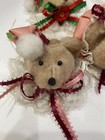 Vintage Teddy Bear Plush Face Head Cottage Christmas Ornaments Craft Lot Of 5
