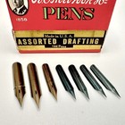 7 Vtg Esterbrook Art   Drafting Dip Pen Nibs 354 355 356 357 358 Sampler Set  