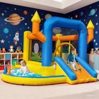 Inflatable Kids Slide Bounce House Basketball Hoop Jumping Ball Pool W  Blower