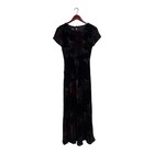 Vintage Benjamin A  Floral Black Velvet Silk Blend Maxi Dress Usa Sz Petite 6