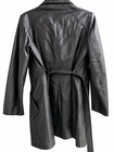 Vtg 90s Tibor Black Leather Belted Trench Coat Jacket Matrix Goth Women   s S m