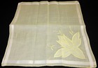 Vintage Hankie Linen Pastel Yellow Applique Embroidered Hand Rolled Hem Nice 