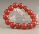 Natural Jade Beads Red Jade Hand Made Elastic Bracelet Bangle