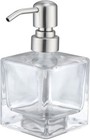 Square Bathroom Soap Dispenser Brushed Nickel  Glass Bottles With Stainless S   