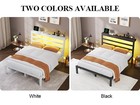Full queen Size Metal Bed Frame With Storage Headboard  Charging Station And Led
