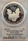 1997 P Proof Silver Eagle Pcgs Pr70 Dcam Mercanti Signed Mint Engraver Series