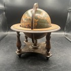 Globe Tabletop Spinning Zodiac Astrology Wood Made In Italy Vintage