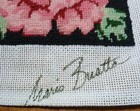 Mario Buatta Signed Needlepoint Rabbit Floral Tapestry 14 x14  Vintage Designer