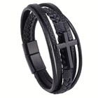 Men s Black Cross W  Black Bracelet Christian Faith Religious Jesus Wristband