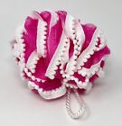 New Bath   Body Works Pink Mesh Shower Sponge Loofah Pouf Soft Silicone Strap