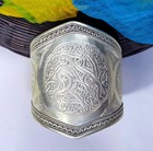 Big Ornately-engraved Afghan Cuff Bracelet - Handmade Silver Plated  4720
