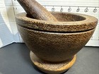 Antique Vintage Rustic Wooden Mortar And Pestle Primitive 4 3 4   