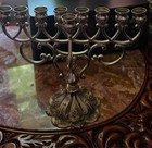 New Menorah Hanukkah Silver Plated Zinc Alloy Scrollwork Made In Israel Judaica