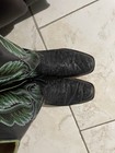     fenoglio Black Elephant Western Cowboy Boots Green Embroidered Shaft  Us 7 5 D