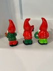 Cute Vintage Set Of 3 Ceramic Christmas Elves Elf Gnomes Figures Japan