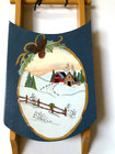 Christmas Winter Scene Painted Wood Sled Vintage Wall Hanging Holiday Decor