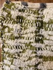 Vintage Handmade Green   White Woven Rag Rug 43  X 26  Farmhouse Style Retro