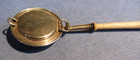 Antique 19th Century 4 5  Dollhouse Sterling Bed Warmer  Turned Bone Handle