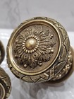 Antique English Victorian Heavy Brass Door Knob   Escutcheon Pair England Rare