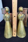 Vintage Angel Candle Holders Brass Copper Christmas Patina 8 1 4  Mexico Lot 2