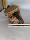 Vtg Fly Fishing Basket For Fisherman   s Belt Decorative Woven Wicker Wooden Fish