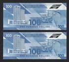 Trinidad   Tobago 100 Dollars 2019 P-65  Match Serial   Pair  Pack Fresh Unc