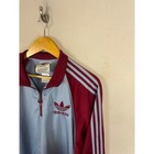 Vintage 80s Adidas Originals Quarter Zip Jacket Blue Burgundy Trefoil Mens L