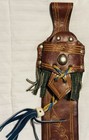 Vintage 18    Ornate Leather Machete Sheath With Belt Loop And Tassels Unmarked  
