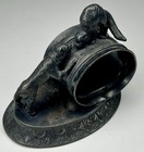 Rare Vintage Antique Victorian Meriden Silver Plate Dog And Cat Napkin Ring  275